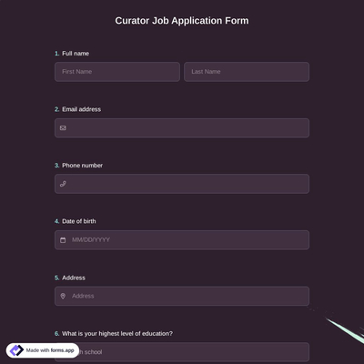 Curator Job Application Form