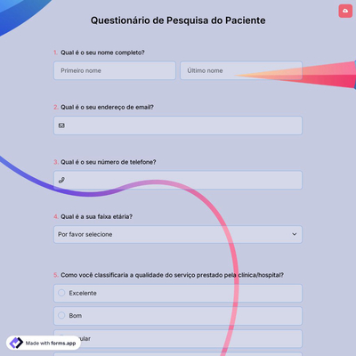 Questionário de Pesquisa do Paciente