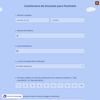 Cuestionario de Encuesta para Pacientes