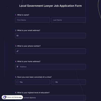 Local Government Lawyer Job Application Form