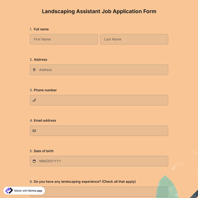 Landscaping Assistant Job Application Form