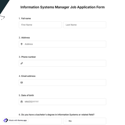 Information Systems Manager Job Application Form