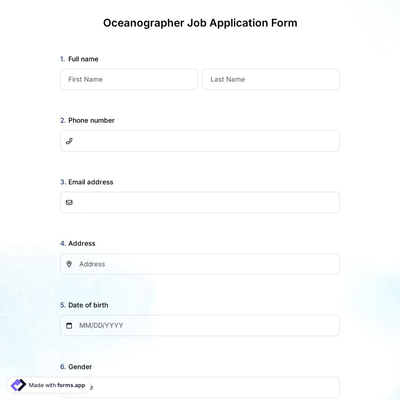 Oceanographer Job Application Form