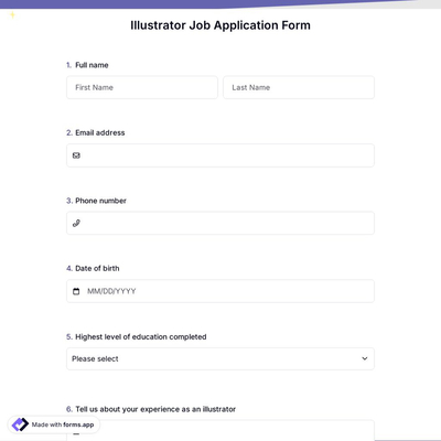Illustrator Job Application Form