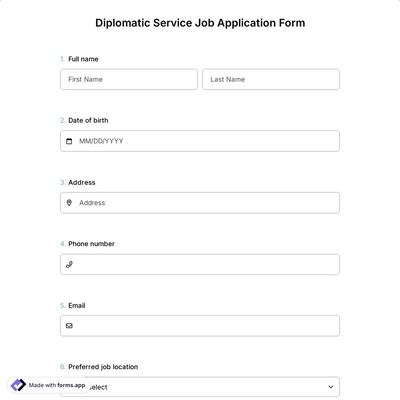 Diplomatic Service Job Application Form