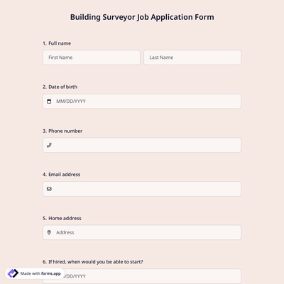 Building Surveyor Job Application Form