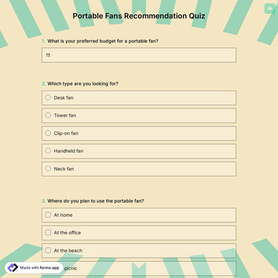Portable Fans Recommendation Quiz