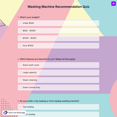 Washing Machine Recommendation Quiz