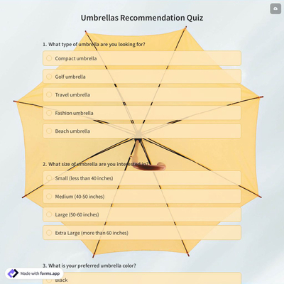 Umbrellas Recommendation Quiz