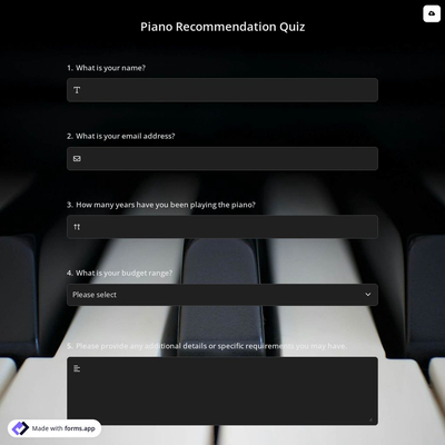 Piano Recommendation Quiz