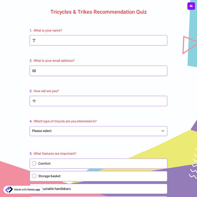 Tricycles & Trikes Recommendation Quiz