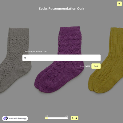 Socks Recommendation Quiz