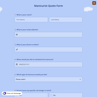 Manicurist Quote Form