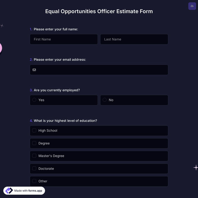 Equal Opportunities Officer Estimate Form