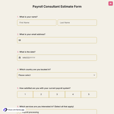 Payroll Consultant Estimate Form