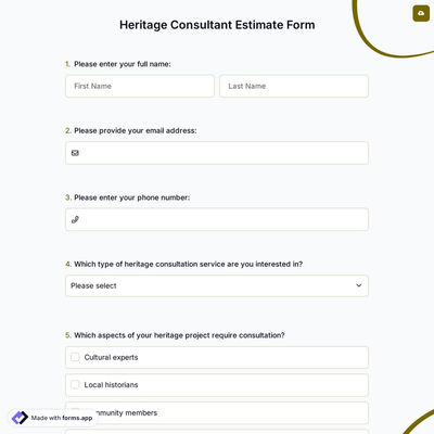 Heritage Consultant Estimate Form