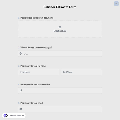 Solicitor Estimate Form
