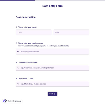 Data Entry Form