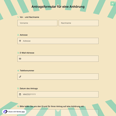 Antragsformular für eine Anhörung