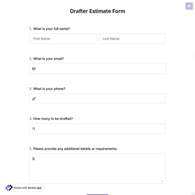 Drafter Estimate Form