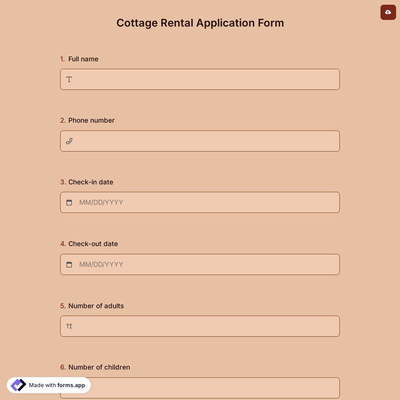 Cottage Rental Application Form
