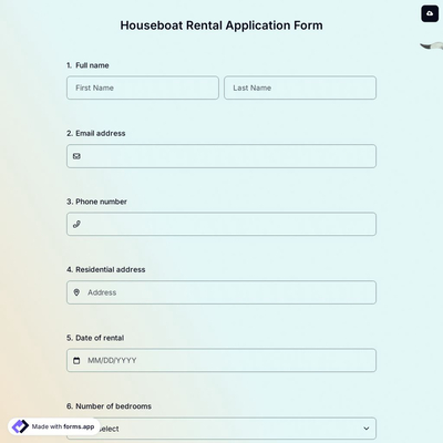 Houseboat Rental Application Form