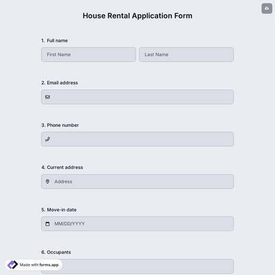 House Rental Application Form