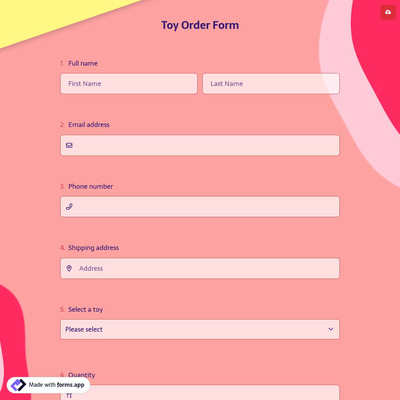 Toy Order Form