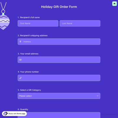 Holiday Gift Order Form