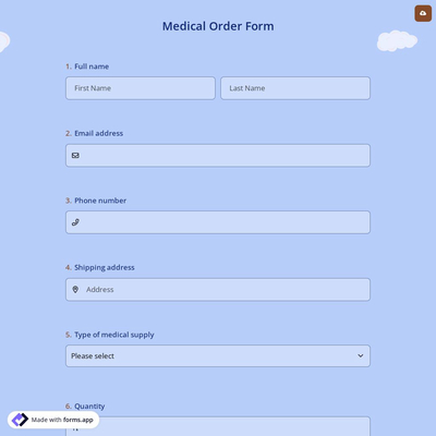 Online Medical Order Form