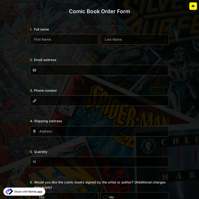 Comic Book Order Form