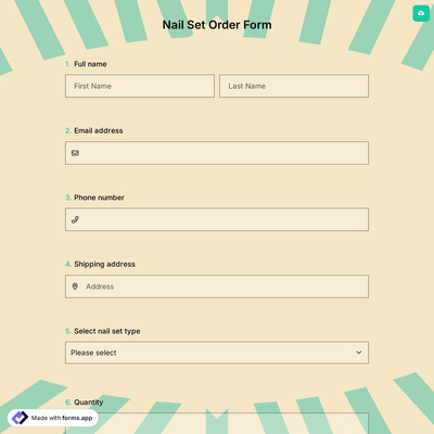Nail Set Order Form