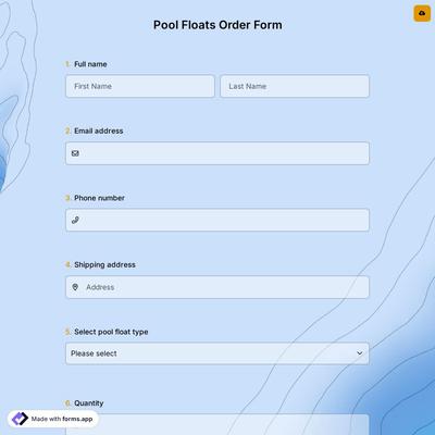 Pool Floats Order Form