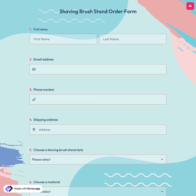 Shaving Brush Stand Order Form