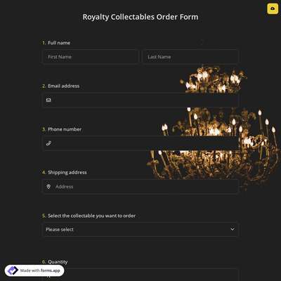 Royalty Collectables Order Form