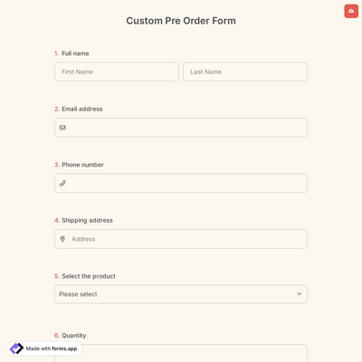 Custom Pre-Order Form