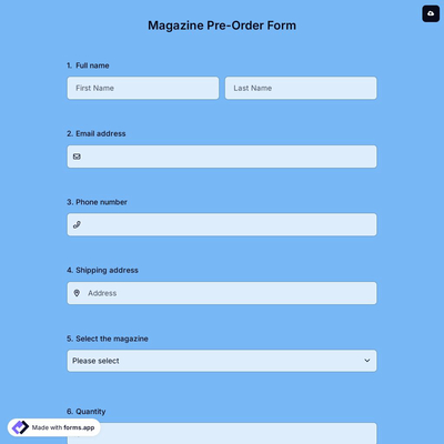Magazine Pre-Order Form