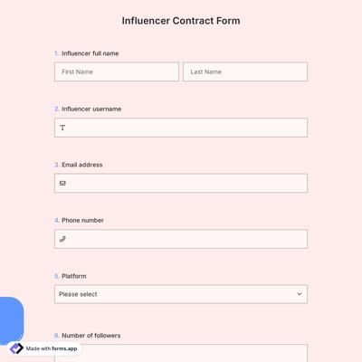 Influencer Contract Form