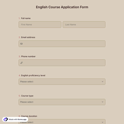 English Course Application Form