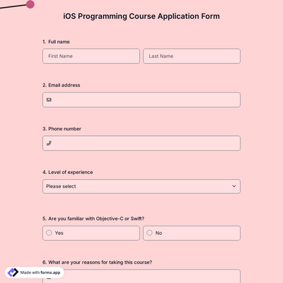 iOS Programming Course Application Form