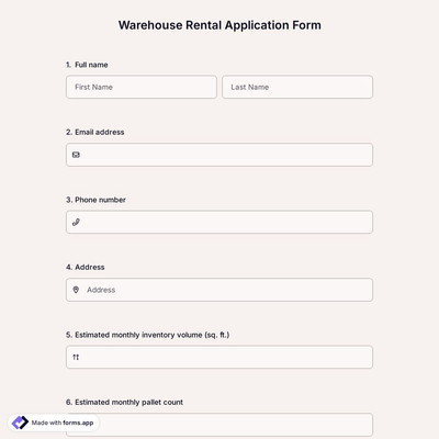 Warehouse Rental Application Form