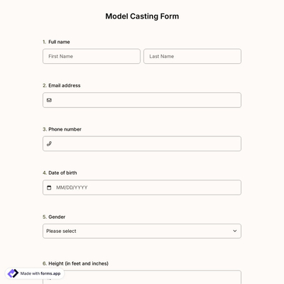Model Casting Form