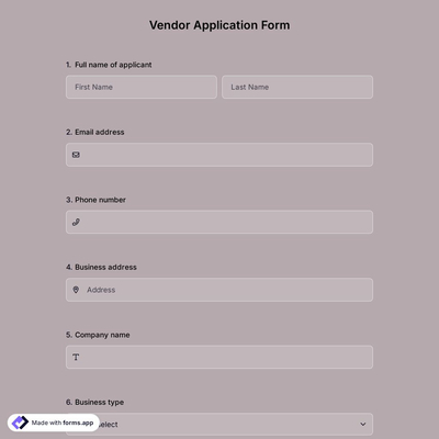 Vendor Application Form