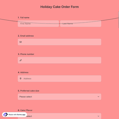 Holiday Cake Order Form