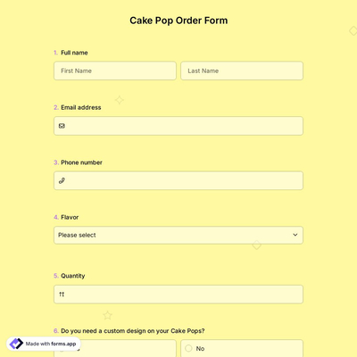 Cake Pop Order Form