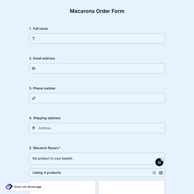 Macarons Order Form