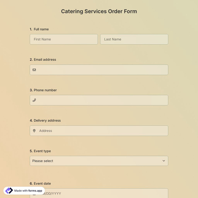 Catering Services Order Form