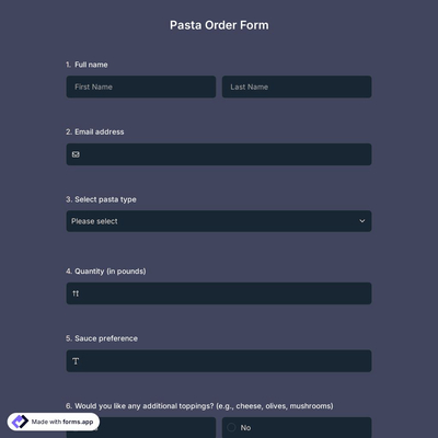 Pasta Order Form