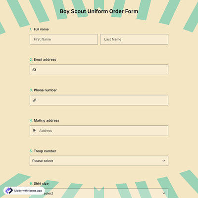 Boy Scout Uniform Order Form