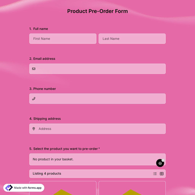 Product Pre-Order Form